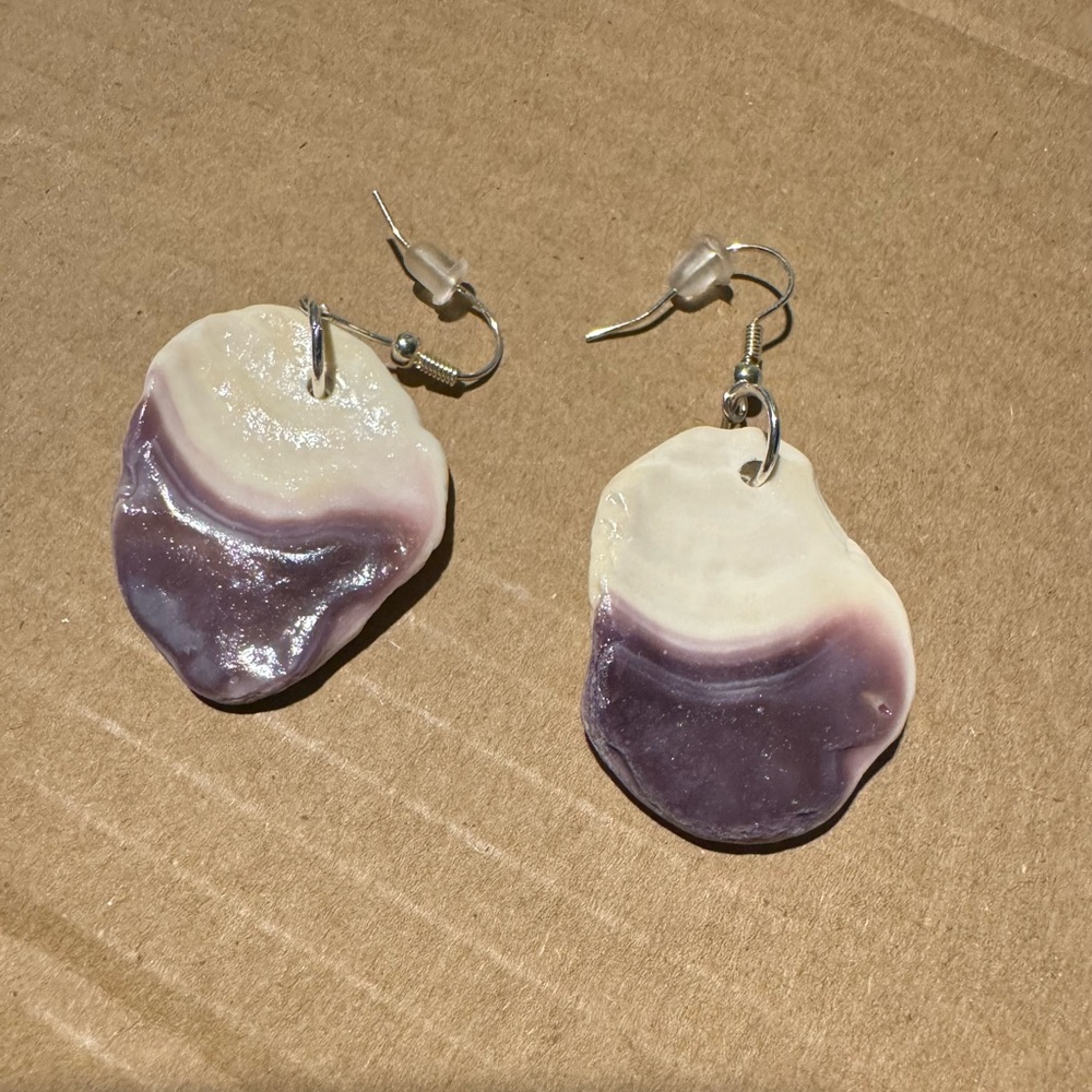 Beach shell Wampum earrings